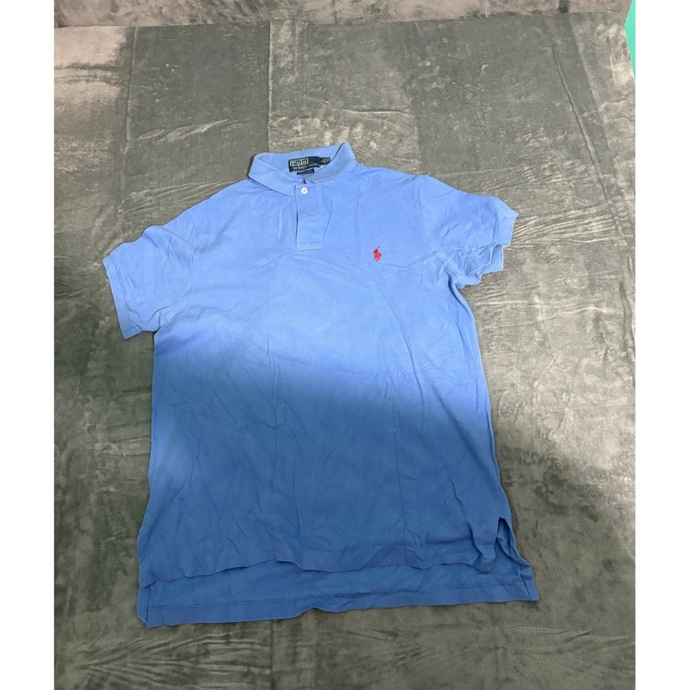 Polo Ralph Lauren Shirt Mens Large Blue Short Sleeve Preppy Custom Fit